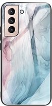 Voor Samsung Galaxy S21 + 5G Abstract Marble Pattern Glass beschermhoes (abstract grijs)
