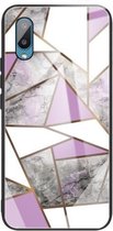 Voor Samsung Galaxy A02 (EU-versie) Beschermhoes met abstract marmerpatroonglas (Rhombus Grey Purple)