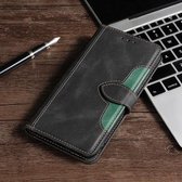 Voor Samsung Galaxy A11 (EU-versie) Stiksels Skin Feel Magnetische gesp Horizontale Flip PU-lederen tas met houder & kaartsleuven & portemonnee (zwart)