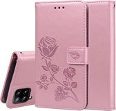 Voor Samsung Galaxy A42 5G Rose reliëf horizontale flip PU lederen tas met houder & kaartsleuven & portemonnee (rose goud)