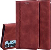 Voor Samsung Galaxy A32 4G Frosted Business Magnetische Horizontale Flip PU lederen tas met houder & kaartsleuf & lanyard (bruin)