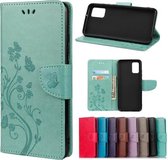 Voor Geschikt voor Xiaomi Redmi Note 10 / Note 10s Butterfly Flower Pattern Horizontale Flip lederen tas met houder & kaartsleuven & portemonnee (groen)