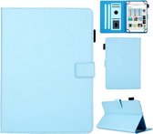 Haar zijdeachtige textuur effen kleur horizontale flip lederen tas met houder & kaartsleuven & fotolijst & antislip strip, specificatie: 10 inch (blauw)