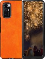 Voor Xiaomi Mi Mix Fold Tweekleurige Lychee-textuur lederen beschermhoes (oranje)