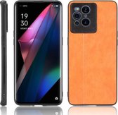 Voor OPPO Find X3 / Find X3 Pro Schokbestendig Naaien Koe Patroon Huid PC + PU + TPU Case (Oranje)