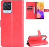 Voor OPPO Realme 8 4G / Realme 8 Pro 4G Crazy Horse Texture Horizontale flip lederen tas met houder & kaartsleuven & lanyard (rood)