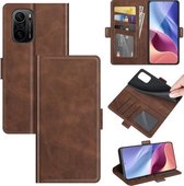 Voor Xiaomi Redmi K40 Pro / K40 / Poco F3 / Mi 11i Dubbelzijdige magnetische gesp Horizontale flip lederen tas met houder & kaartsleuven & portemonnee (bruin)