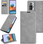 Voor Xiaomi Redmi Note 10 Pro / Note 10 Pro Max Retro-skin Business magnetische zuignap lederen tas met houder & kaartsleuven & portemonnee (grijs)