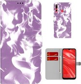 Voor Huawei Enjoy 9s Cloud Fog Pattern Horizontal Flip Leather Case met Houder & Card Slot & Wallet (Paars)