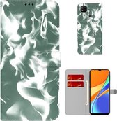 Voor Xiaomi Redmi 9C Cloud Fog Pattern Horizontal Flip Leather Case met houder & kaartsleuf & portemonnee (donkergroen)