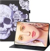 Voor Samsung Galaxy Tab A7 (2020) T500 Gekleurde tekening Horizontale flip PU lederen tas met houder & kaartsleuven & portemonnee & slaap- / wekfunctie (bloemenschedel)