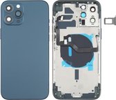 Batterij-achterklep (met toetsen aan de zijkant & kaartlade & voeding + volumeflexkabel & draadloze oplaadmodule) voor iPhone 12 Pro Max (blauw)
