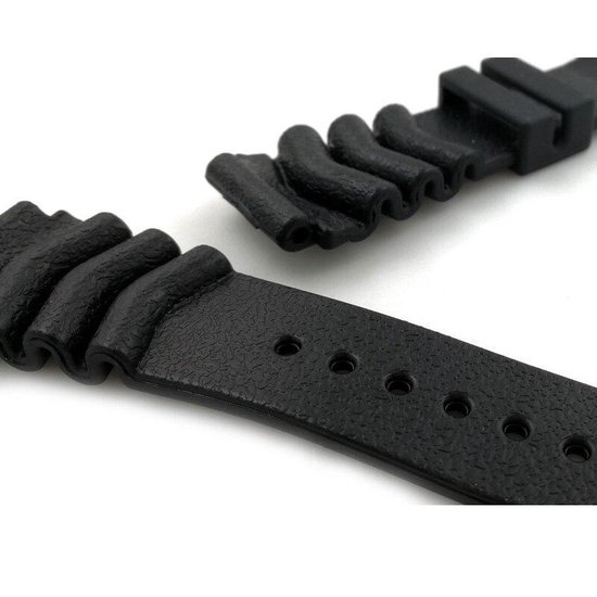 22mm Rubber Siliconen horlogeband Zwart passend op Seiko Citizen 22 mm bandaanzet armband Bandje - Horlogebandje horlogeband - Merkloos