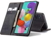Caseme - Samsung Galaxy A51 4G - Retro Wallet hoesje - Zwart