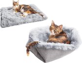 REXA®  Kattenbed | pluche | zacht | wasbaar | multifunctionele 2-in-1 pluche | een warm kattenbed voor kittens en puppy's (grijs)