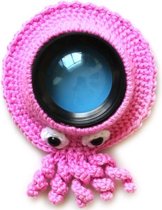 Met de hand gebreide wollen cameralens dierversiering ring babyfoto gids rekwisieten (roze octopus)