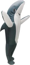 KIMU® Opblaas Kostuum Haai Grijs - Opblaasbaar Pak - Haaienpak Mascotte Opblaaspak - Opblaasbare Haai Shark Vis Jaws Dames Heren Festival