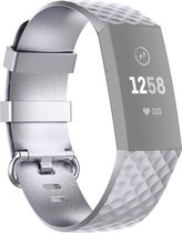 Bracelet Fitbit de By Qubix - Bande à motif diamant en silicone Fitbit Charge 3 & 4 (Large) - Argent