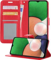 Samsung A22 Hoesje Book Case Hoes 5G Versie - Samsung Galaxy A22 Case Hoesje Wallet Cover - Samsung Galaxy A22 Hoesje - Rood