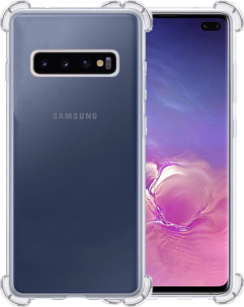 Hoesje - Geschikt voor Samsung Galaxy S10 - Sterk & Shockproof - Siliconen Shock Case - Hoes Cover - Telefoonhoes - Transparant
