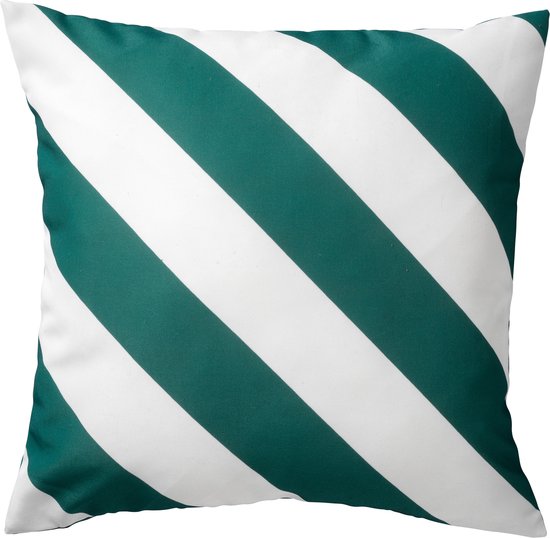 SANZENO – Outdoor Sierkussen 45×45 cm – gestreept – donkergroen en wit