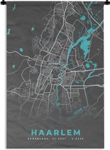 Wandkleed - Wanddoek - Stadskaart - Haarlem - Grijs - Blauw - 120x180 cm - Wandtapijt - Plattegrond