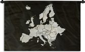 Wandkleed - Wanddoek - Kaart - Europa - Zwart - 150x100 cm - Wandtapijt