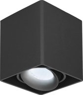 HOFTRONIC Esto - Plafondspot opbouw - Zwart - Kantelbaar en Dimbaar - Verwisselbare GU10 Spot - 6000K Daglicht wit - 5 Watt 400 lumen - 95x95x105mm - IP20 voor woonkamer, slaapkamer en gang -