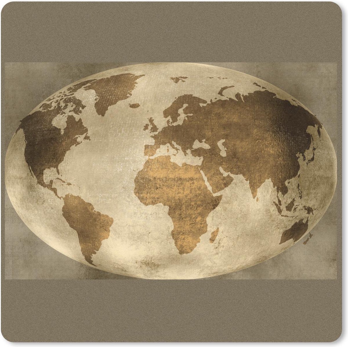 Muismat Klein - Wereldkaart - Wereldbol - Retro - 20x20 cm