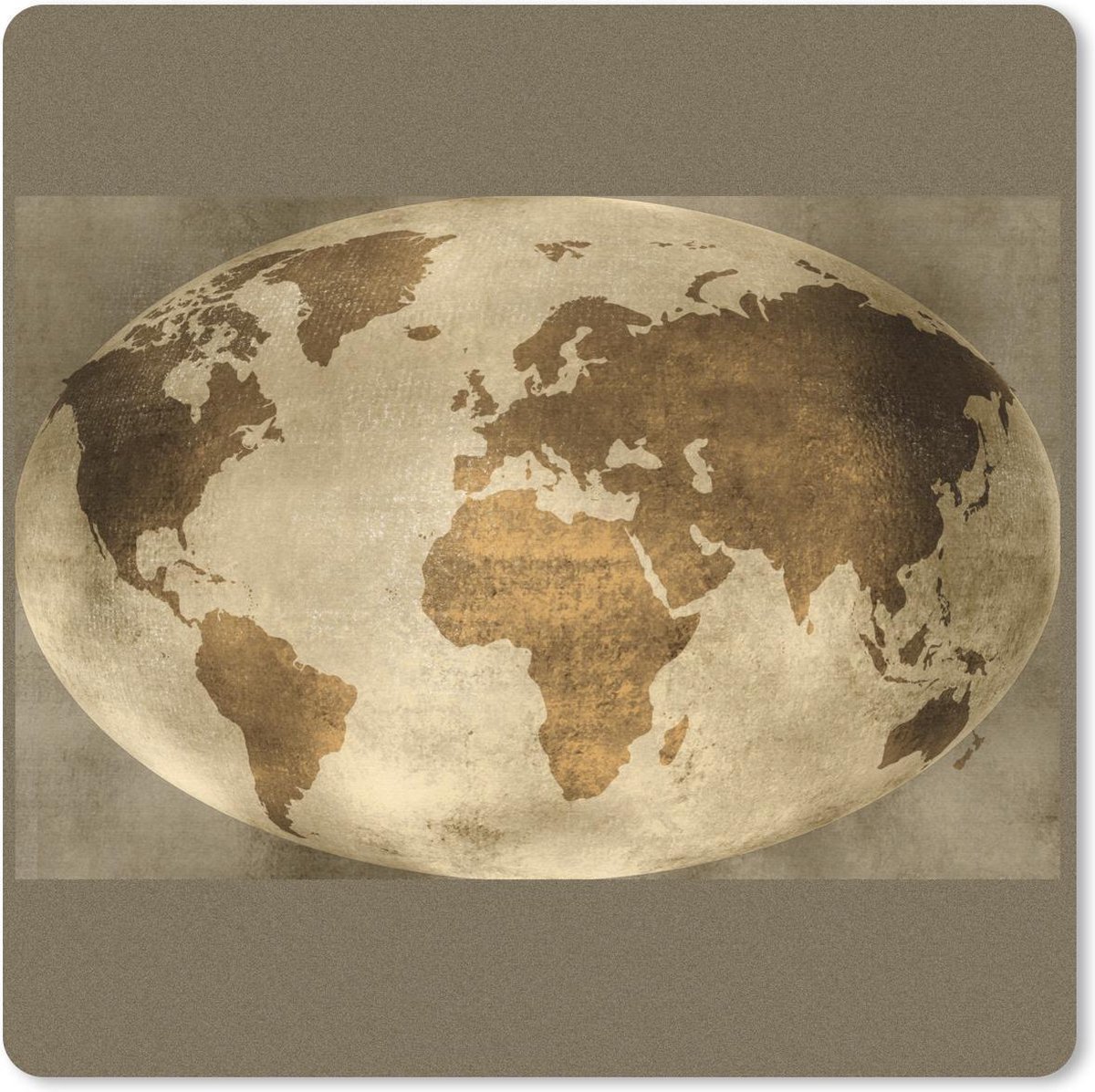 Muismat 20x20 cm - Mousepad Wereldkaart - Wereldbol - Retro - Muismatten
