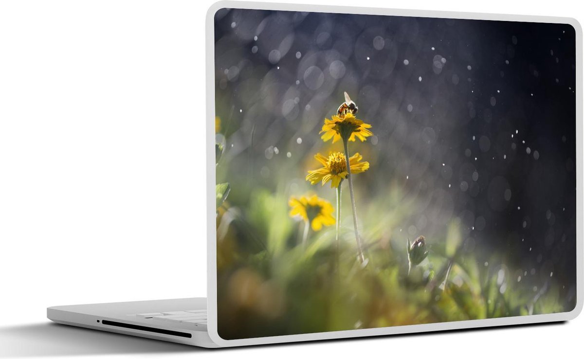 Laptop sticker - 11.6 inch - Bloemen - Bij - Regen - 30x21cm - Laptopstickers - Laptop skin - Cover
