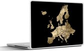 Laptop sticker - 17.3 inch - Kaart - Europa - Goud - 40x30cm - Laptopstickers - Laptop skin - Cover