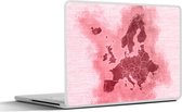 Laptop sticker - 10.1 inch - Kaart - Europa - Roze - 25x18cm - Laptopstickers - Laptop skin - Cover