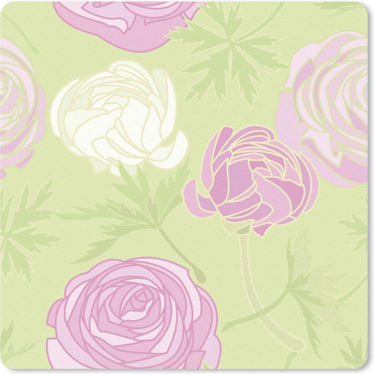 Muismat 30x30 cm - Mousepad Roos - Pastel - Patronen - Muismatten