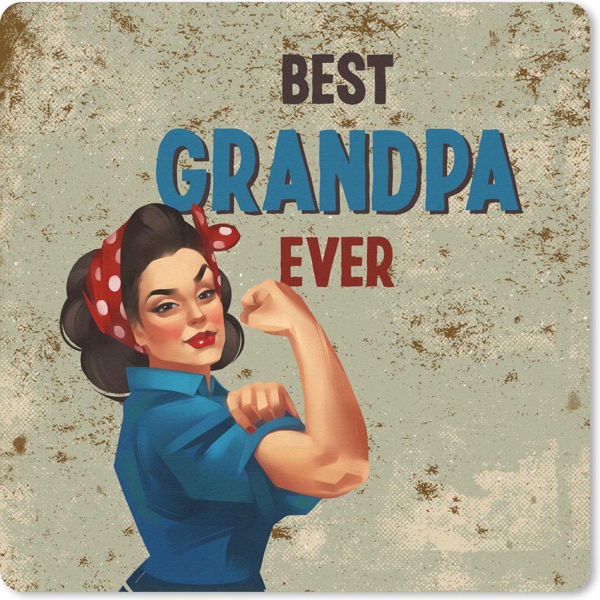 Muismat 20x20 cm - Mousepad Opa - Quote - Best grandpa ever - Spreuken - Muismatten