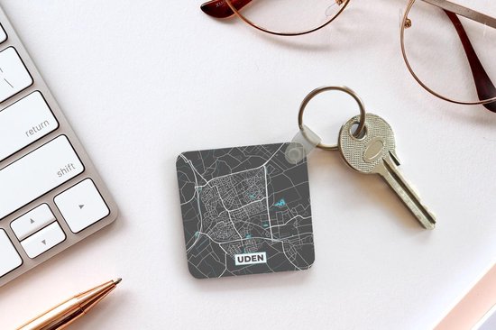 Porte-clés - Carte - Uden - Grijs - Blauw - Plastique