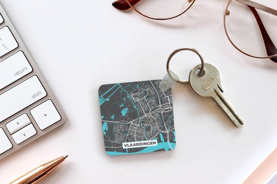 Porte-clés - Cadeaux de distribution - Plan de la ville - Vlaardingen - Grijs - Blauw - Plastique