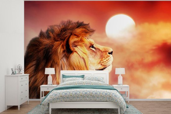 Papier peint - Papiers Papier peint photo Lions - Soleil - Rouge - Largeur 420 cm x hauteur 280 cm