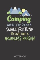 Camping - where you spend a small fortune to live like a homeless person