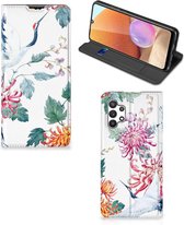Wallet Bookcase Geschikt voor Samsung Galaxy A32 5G Enterprise Editie | Geschikt voor Samsung A32 4G Telefoonhoesje Bird Flowers