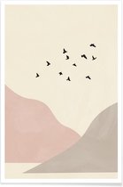 JUNIQE - Poster Flock Of Birds I -40x60 /Ivoor & Roze