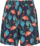 Cassis - Female - Short in viscose bedrukt met flamingo's  - Marineblauw