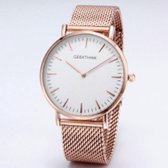 Hidzo Horloge Geekthink Ø 37 mm - Rose-Goud/Wit - Inclusief horlogedoosje