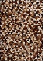 Medina Vloerkleed driehoek patchwork 160x230 cm echt leer bruin/wit