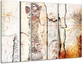 GroepArt - Schilderij -  Angel - Crème, Wit - 120x80cm 3Luik - 6000+ Schilderijen 0p Canvas Art Collectie