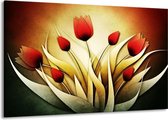 Peinture sur toile Tulipe | Jaune, blanc, rouge | 140x90cm 1 Liège