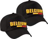 2x stuks Belgium supporters pet zwart voor jongens en meisjes - kinderpetten - Belgie landen cap - supporter accessoire