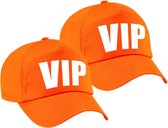 2x stuks VIP pet  / baseball cap oranje met witte bedrukking voor dames en heren - Holland / Koningsdag - Very Important Person cap