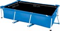 Blauw rechthoekig frame zwembad van 300 x 200 cm met zwarte afdekking.