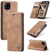 Caseme Samsung Galaxy A12 Retro Wallet Case Hoesje - Bruin